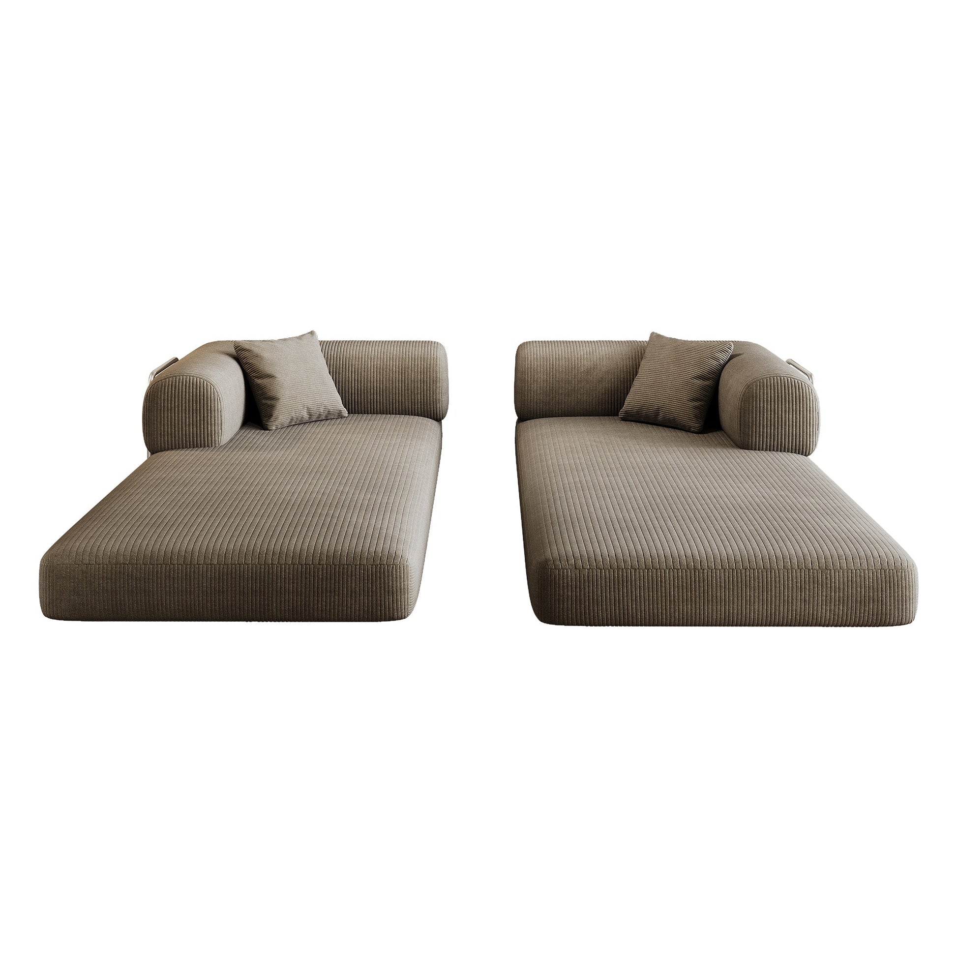 78.8' Compression Sofa,Convertible Floor Sofa Bed - with Pillow Back Support Armrest,Comfy Futon Couch Sleeper Bed,Loveseats Boneless Modular Sectional Sofa,Corduroy fabric,for Living Room,Bedroom,Camel - 1st Choice Furniture Direct