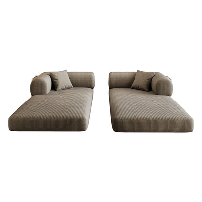 78.8' Compression Sofa,Convertible Floor Sofa Bed - with Pillow Back Support Armrest,Comfy Futon Couch Sleeper Bed,Loveseats Boneless Modular Sectional Sofa,Corduroy fabric,for Living Room,Bedroom,Camel - 1st Choice Furniture Direct