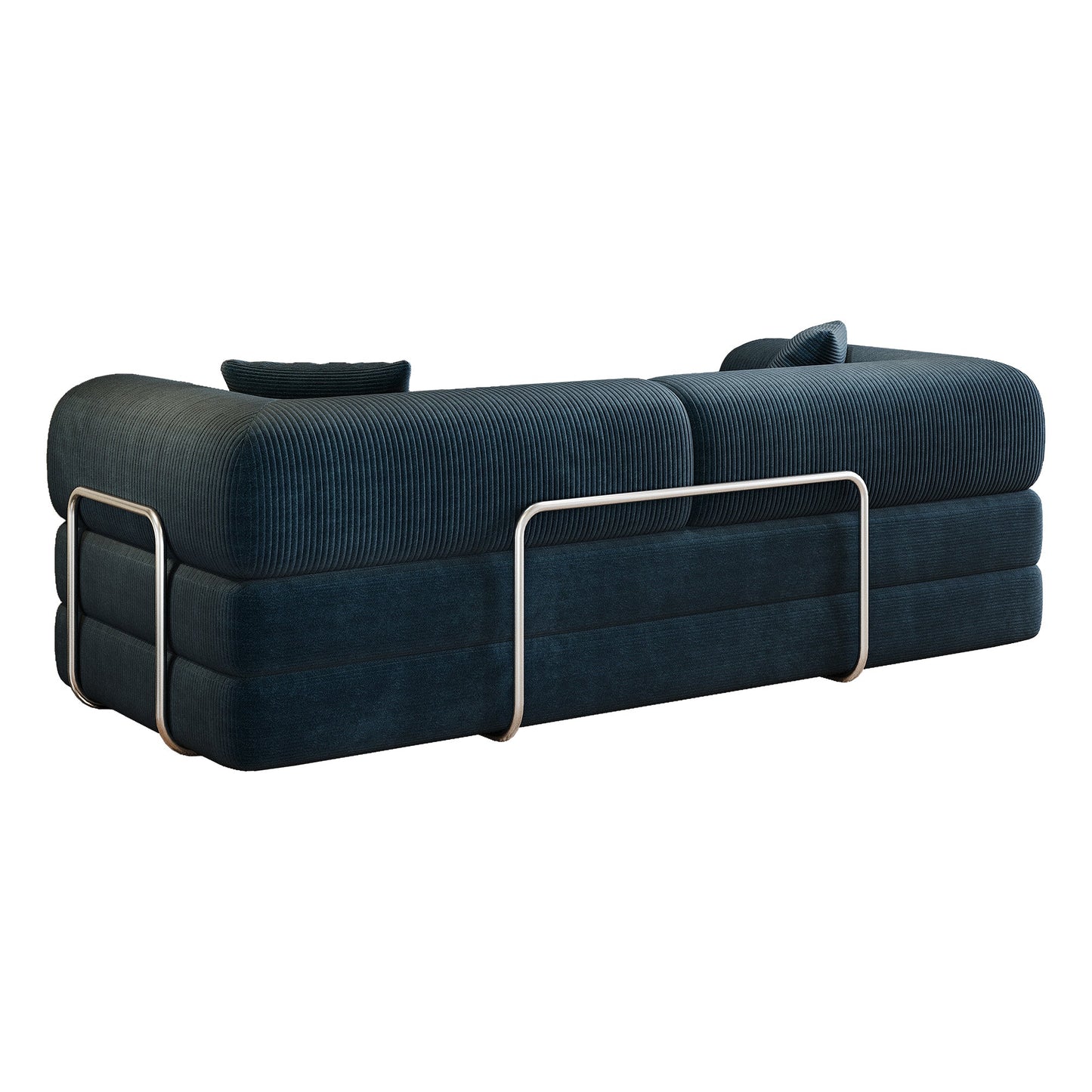 78.8' Compression Sofa,Convertible Floor Sofa Bed - with Pillow Back Support Armrest,Comfy Futon Couch Sleeper Bed,Loveseats Boneless Modular Sectional Sofa,Corduroy fabric,for Living Room,Bedroom,Blue - 1st Choice Furniture Direct