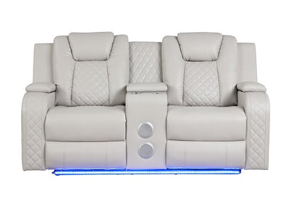 1st Choice Benz LED & Power Recliner 2 PC Made With Faux Leather in Ice