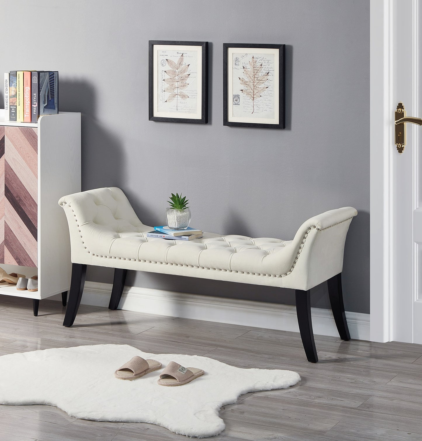 1st Choice Elegant Beige Bedroom Bench - Add a Touch of Comfort and Style