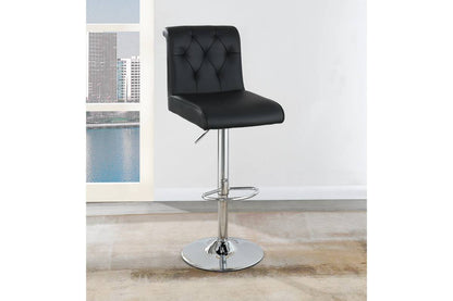 1st Choice Adjustable Barstool Gas lift Chair Black Tufted Chrome Base - Set of 2