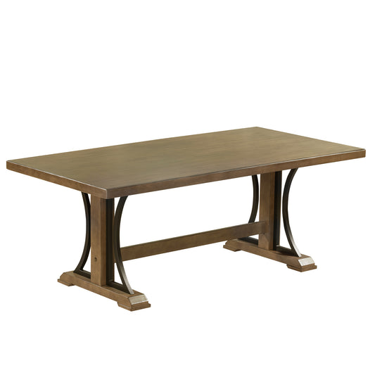 1st Choice Retro Dining Table Natural Walnut 78"Wood Rectangular Table