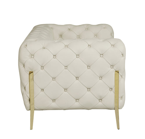 1st Choice Modern Global United Top Grain Italian Leather Loveseat in Beige