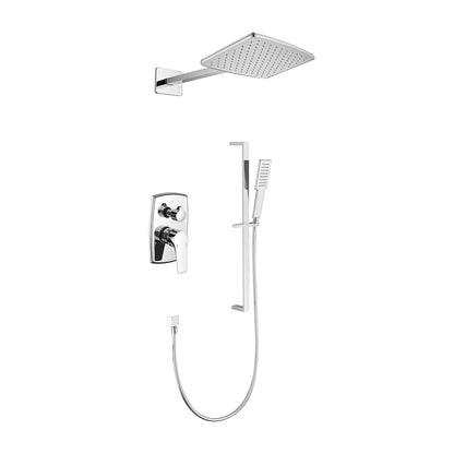 Shower System with Shower Head, Hand Shower, Slide Bar,, Shower Arm, Hose, Valve Trim, and Lever Handles