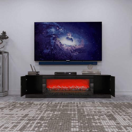 1st Choice Modern Black Electric Fireplace TV Stand with Insert Fireplace