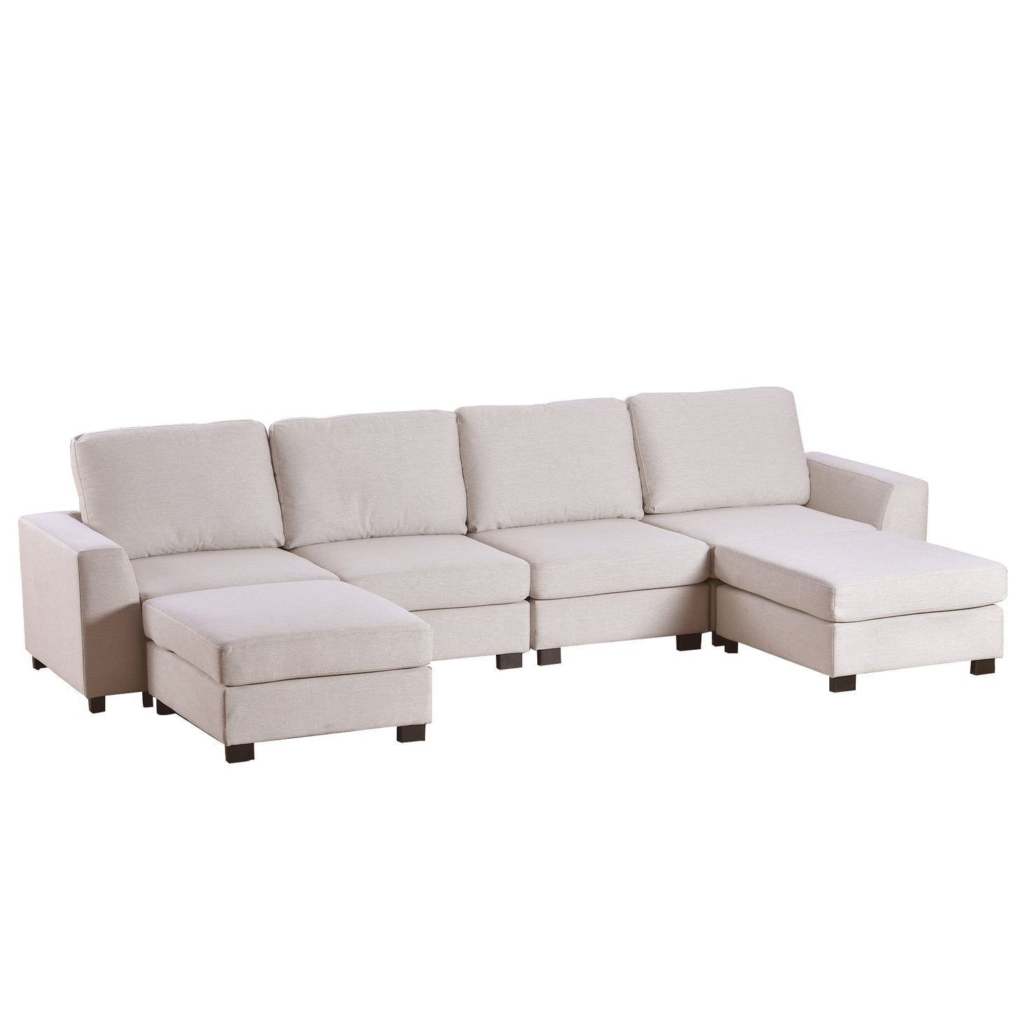 1st Choice 3 Pieces U shaped Sofa with Removable Ottomans in Beige