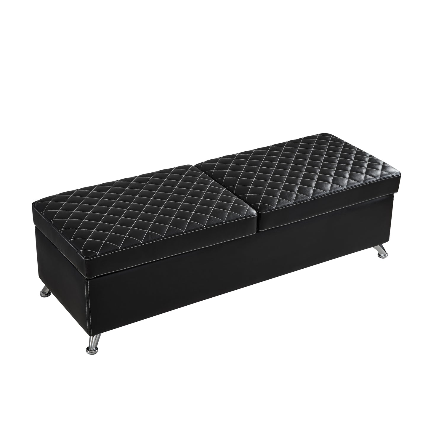 1st Choice Modern 56.7" Bed Bench with Storage Black Leather