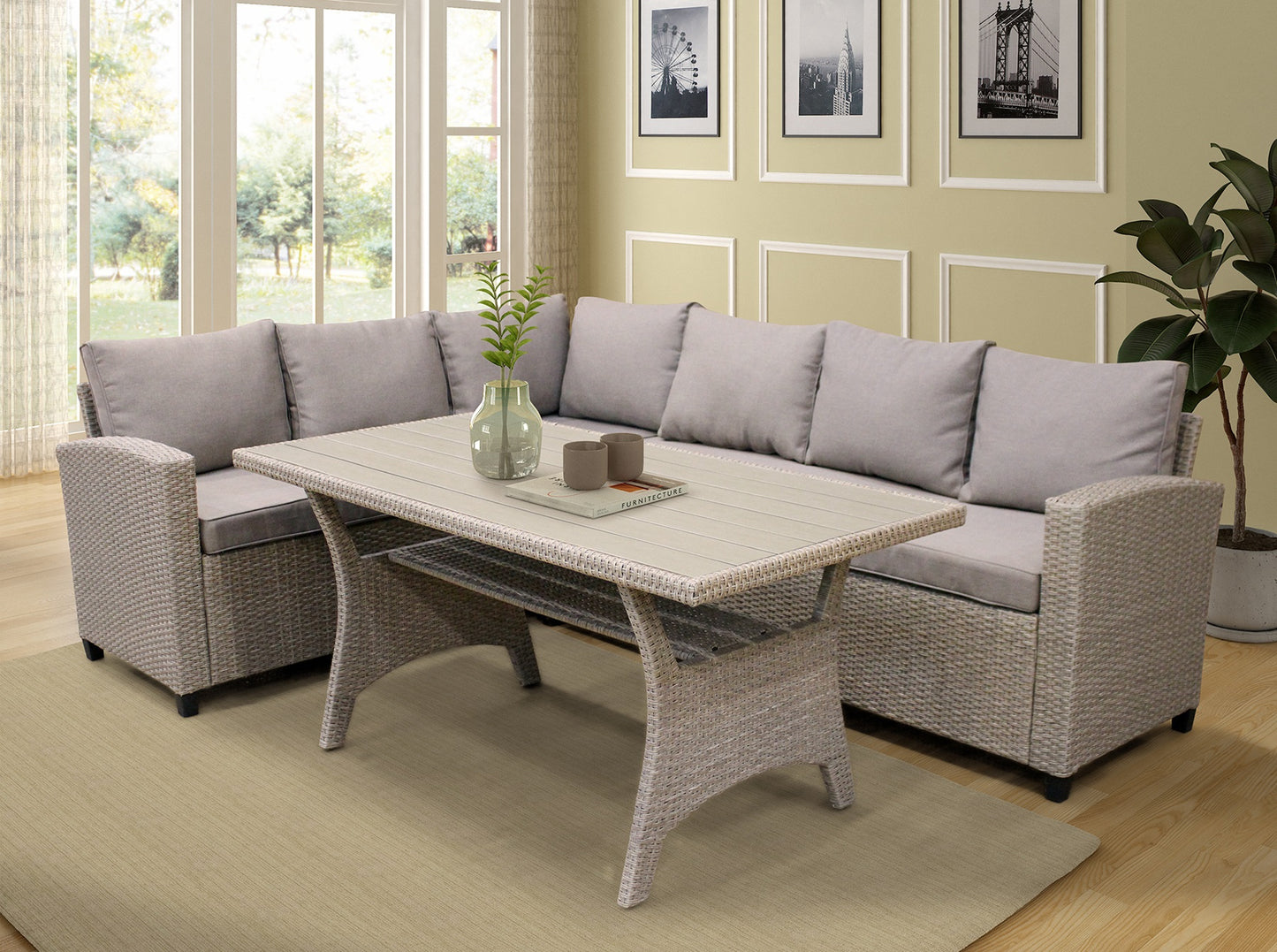 1st Choice Functional All-Weather Sectional Sofa Set with Table & Soft Cushions