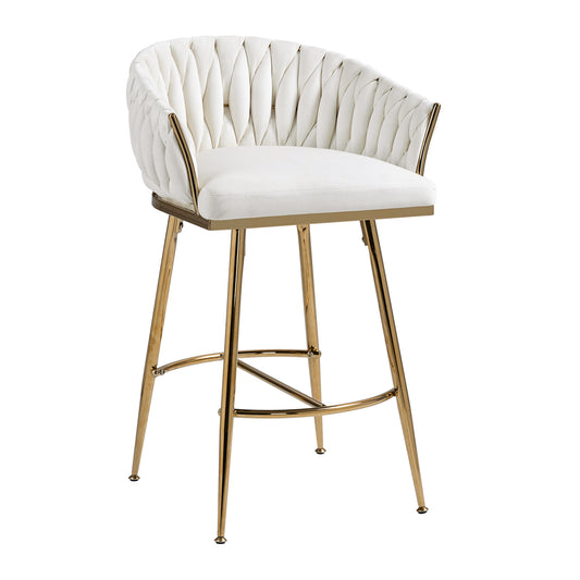 1st Choice Luxurious Modern Velvet Chair with golden chromed base and footrest