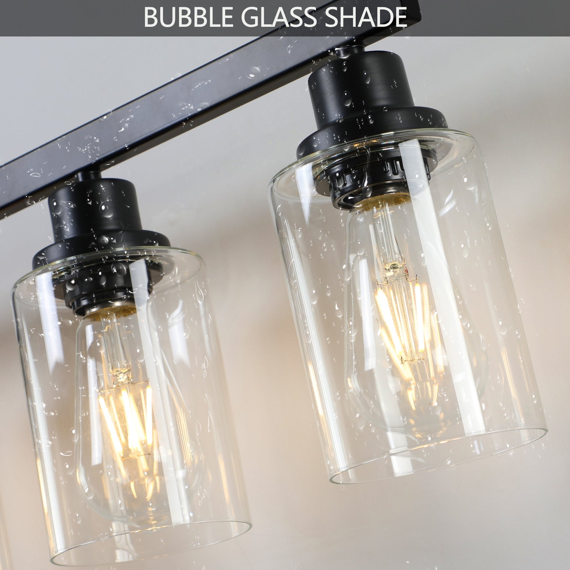 8 - Light Bathroom Vanity Light Fixture Black | Farmhouse Industrial Wall Lighting with Clear Glass Shades - 1st Choice Furniture Direct