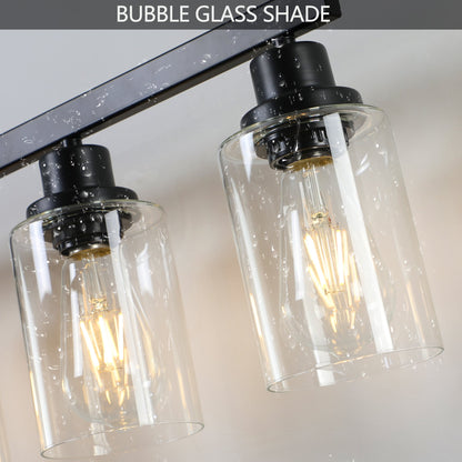 8 - Light Bathroom Vanity Light Fixture Black | Farmhouse Industrial Wall Lighting with Clear Glass Shades - 1st Choice Furniture Direct