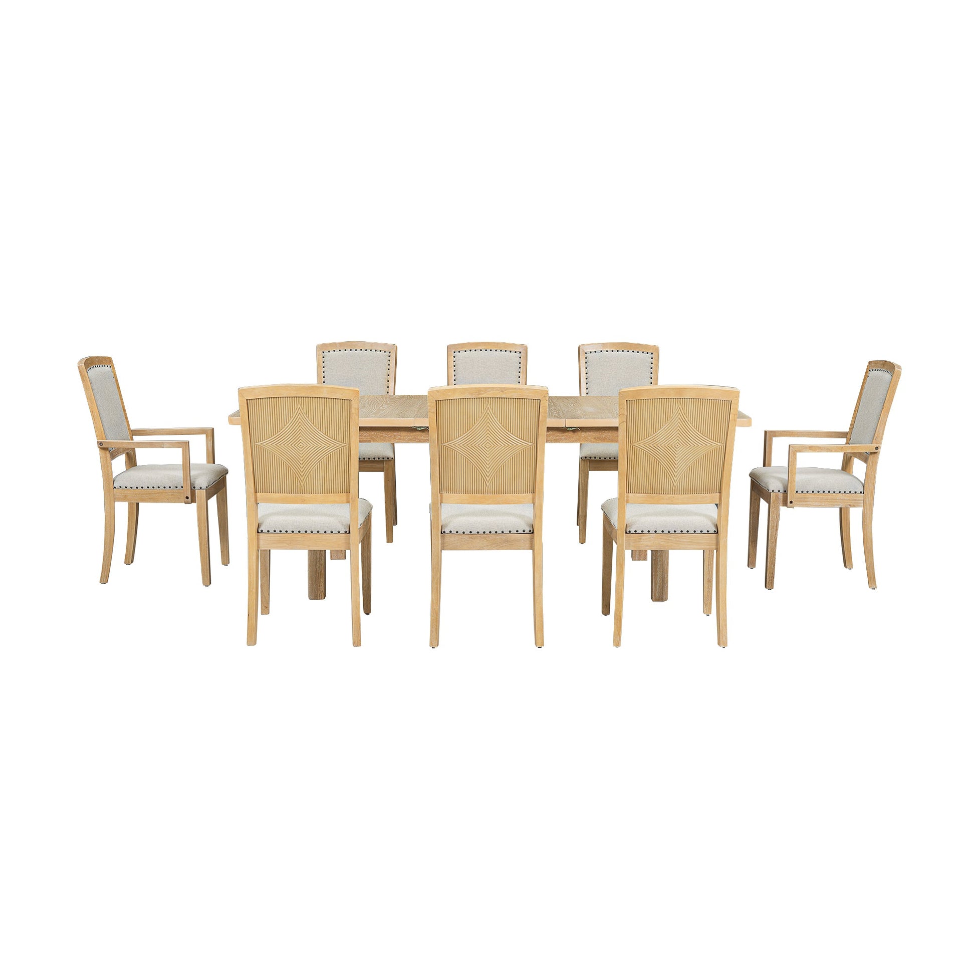 8 Piece Extendable Dining Table Set with Upholstered Chairs - 1st Choice Furniture Direct