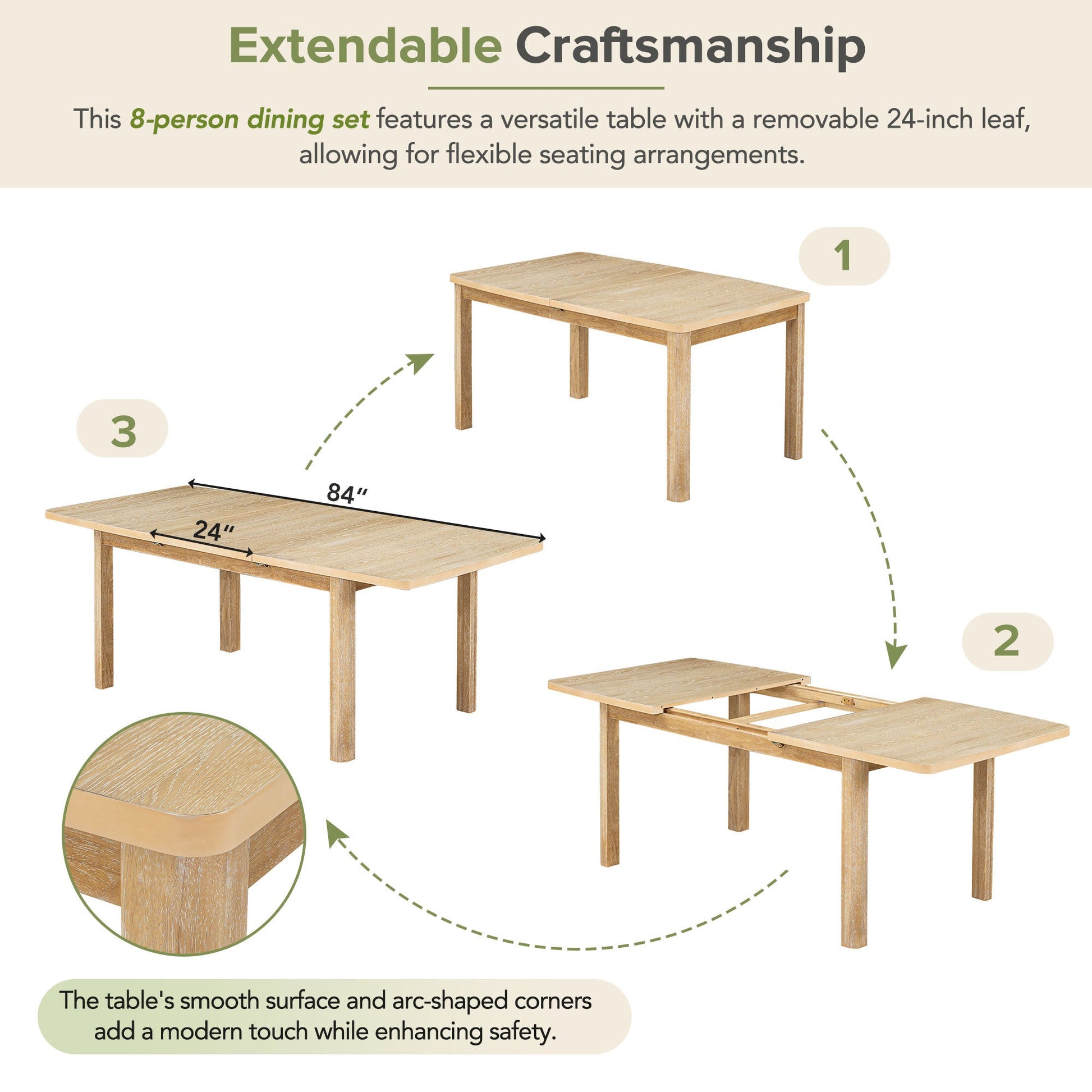 8 Piece Extendable Dining Table Set with Upholstered Chairs - 1st Choice Furniture Direct