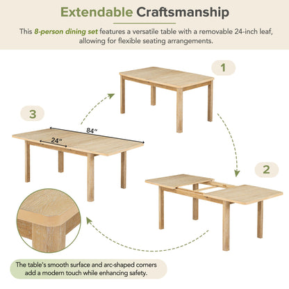 8 Piece Extendable Dining Table Set with Upholstered Chairs - 1st Choice Furniture Direct