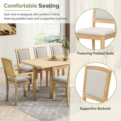 8 Piece Extendable Dining Table Set with Upholstered Chairs - 1st Choice Furniture Direct