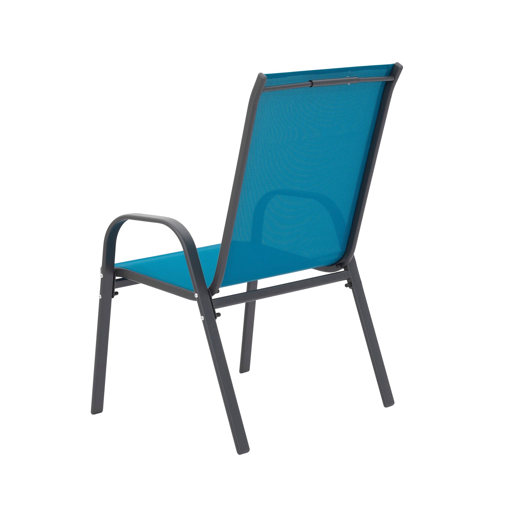 8 Piece Patio Chairs, Outdoor Camping Chairs with Breathable Textilene Fabric, Set of 2 Garden Chairs with Armrest High Backrest for Garden Patio Pool Beach Yard Space Saving ( Blue) - 1st Choice Furniture Direct