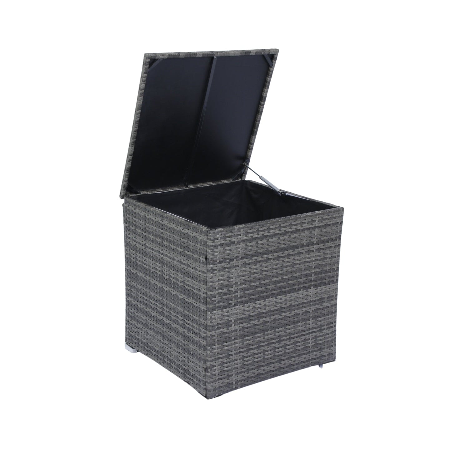 8 Piece Patio Sectional Wicker Rattan Outdoor Furniture Sofa Set with One Storage Box Under Seat and Cushion Box Grey wicker + Black Cushion + Clear Glass Top - 1st Choice Furniture Direct