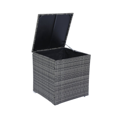 8 Piece Patio Sectional Wicker Rattan Outdoor Furniture Sofa Set with One Storage Box Under Seat and Cushion Box Grey wicker + Black Cushion + Clear Glass Top - 1st Choice Furniture Direct