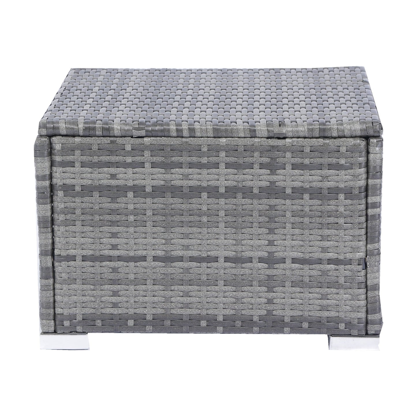 8 Piece Patio Sectional Wicker Rattan Outdoor Furniture Sofa Set with One Storage Box Under Seat and Cushion Box Grey wicker + Black Cushion + Clear Glass Top - 1st Choice Furniture Direct