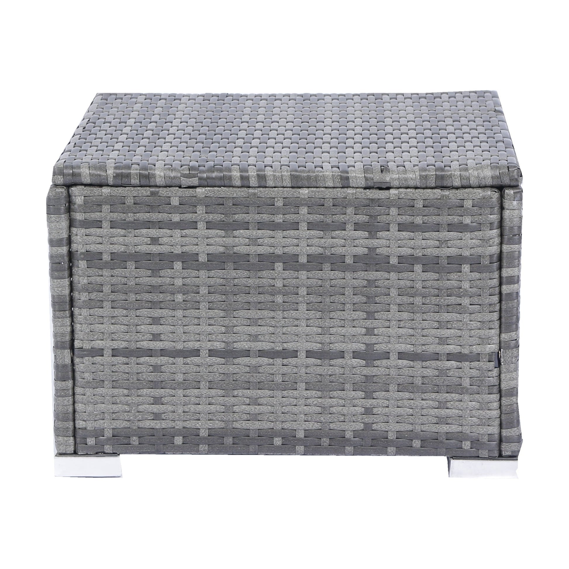 8 Piece Patio Sectional Wicker Rattan Outdoor Furniture Sofa Set with One Storage Box Under Seat and Cushion Box Grey wicker + Black Cushion + Clear Glass Top - 1st Choice Furniture Direct