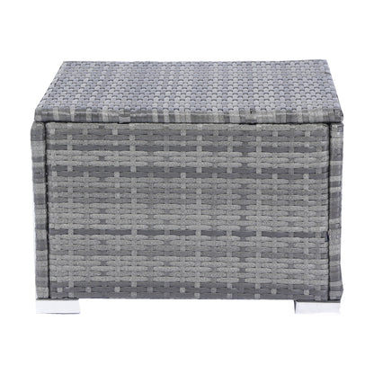 8 Piece Patio Sectional Wicker Rattan Outdoor Furniture Sofa Set with One Storage Box Under Seat and Cushion Box Grey wicker + Black Cushion + Clear Glass Top - 1st Choice Furniture Direct