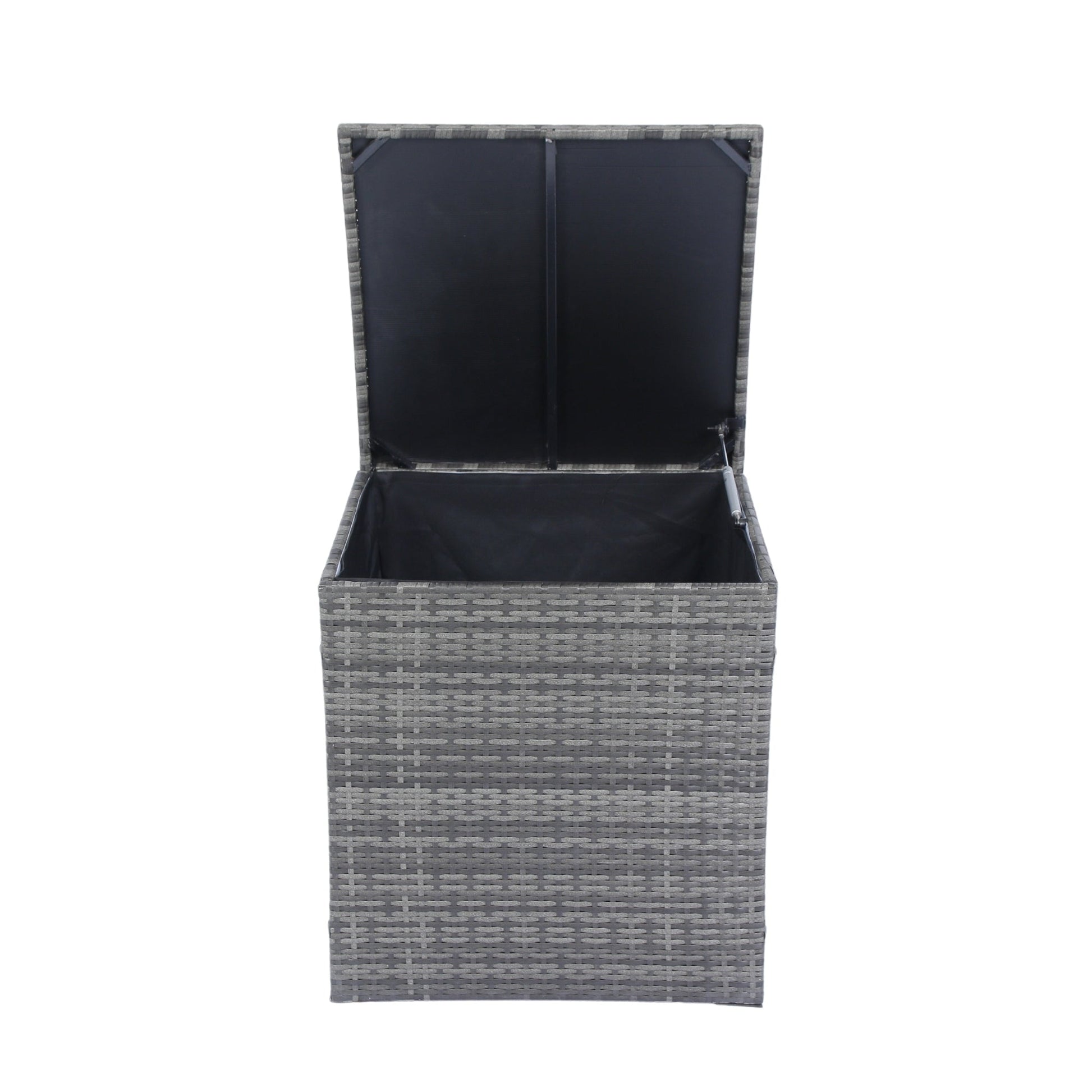 8 Piece Patio Sectional Wicker Rattan Outdoor Furniture Sofa Set with One Storage Box Under Seat and Cushion Box Grey wicker + Black Cushion + Clear Glass Top - 1st Choice Furniture Direct