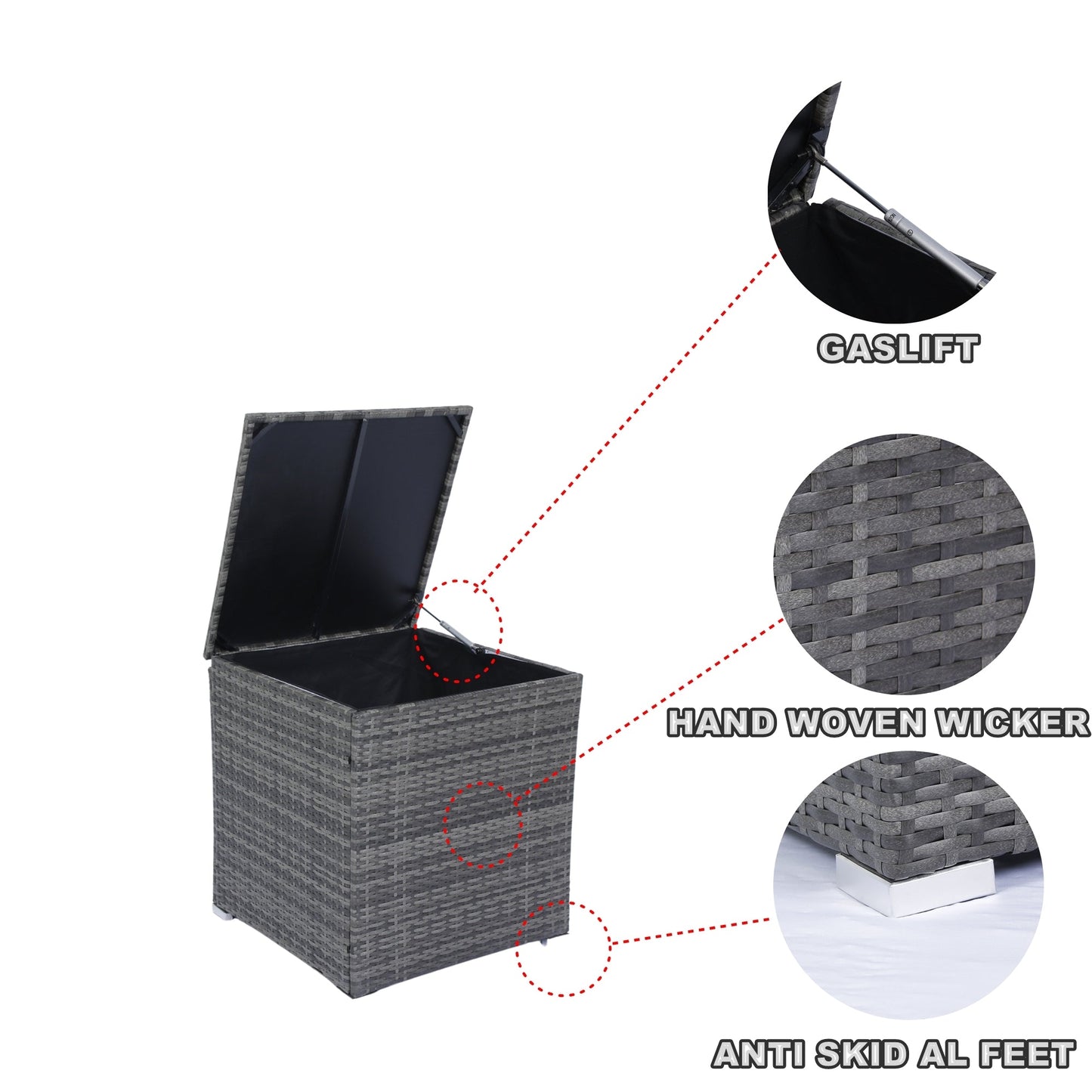 8 Piece Patio Sectional Wicker Rattan Outdoor Furniture Sofa Set with One Storage Box Under Seat and Cushion Box Grey wicker + Black Cushion + Clear Glass Top - 1st Choice Furniture Direct