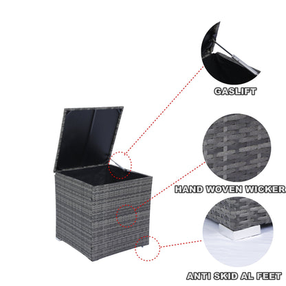 8 Piece Patio Sectional Wicker Rattan Outdoor Furniture Sofa Set with One Storage Box Under Seat and Cushion Box Grey wicker + Black Cushion + Clear Glass Top - 1st Choice Furniture Direct