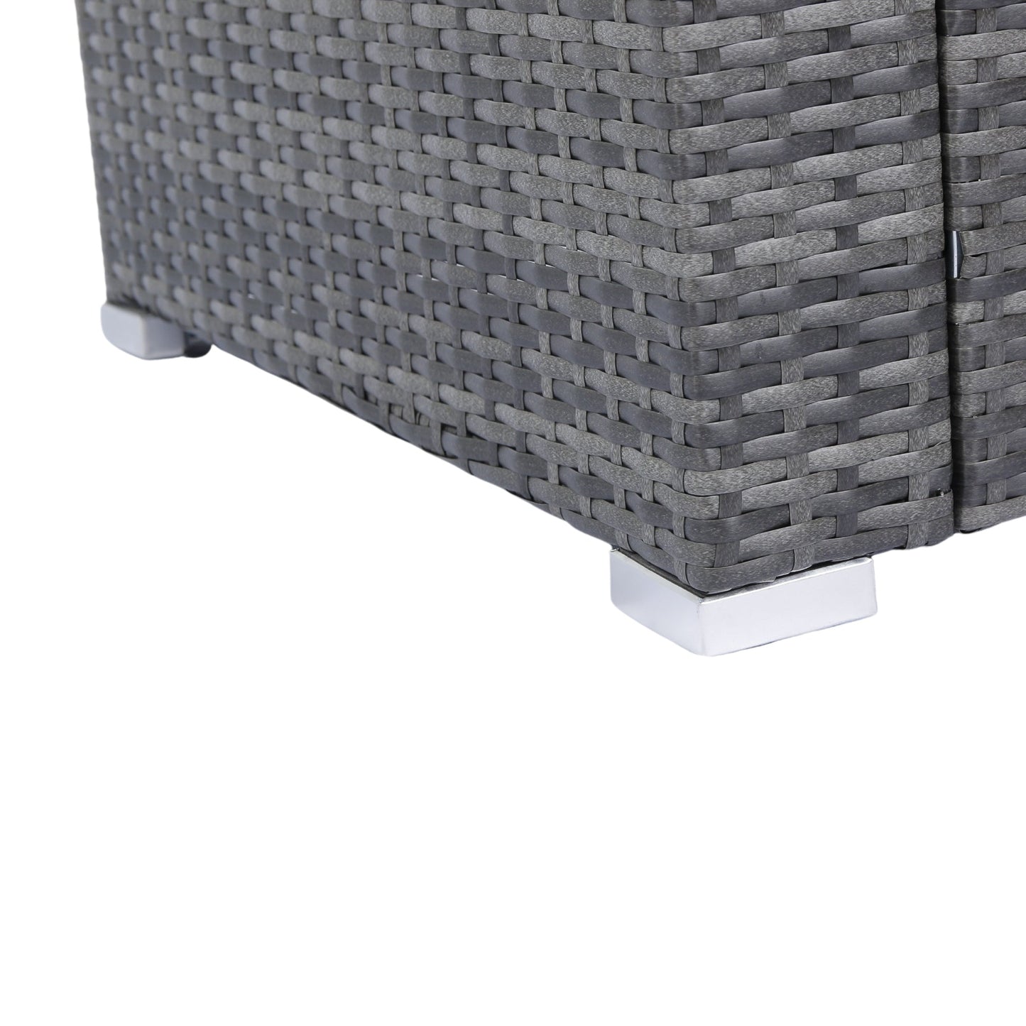 8 Piece Patio Sectional Wicker Rattan Outdoor Furniture Sofa Set with One Storage Box Under Seat and Cushion Box Grey wicker + Black Cushion + Clear Glass Top - 1st Choice Furniture Direct