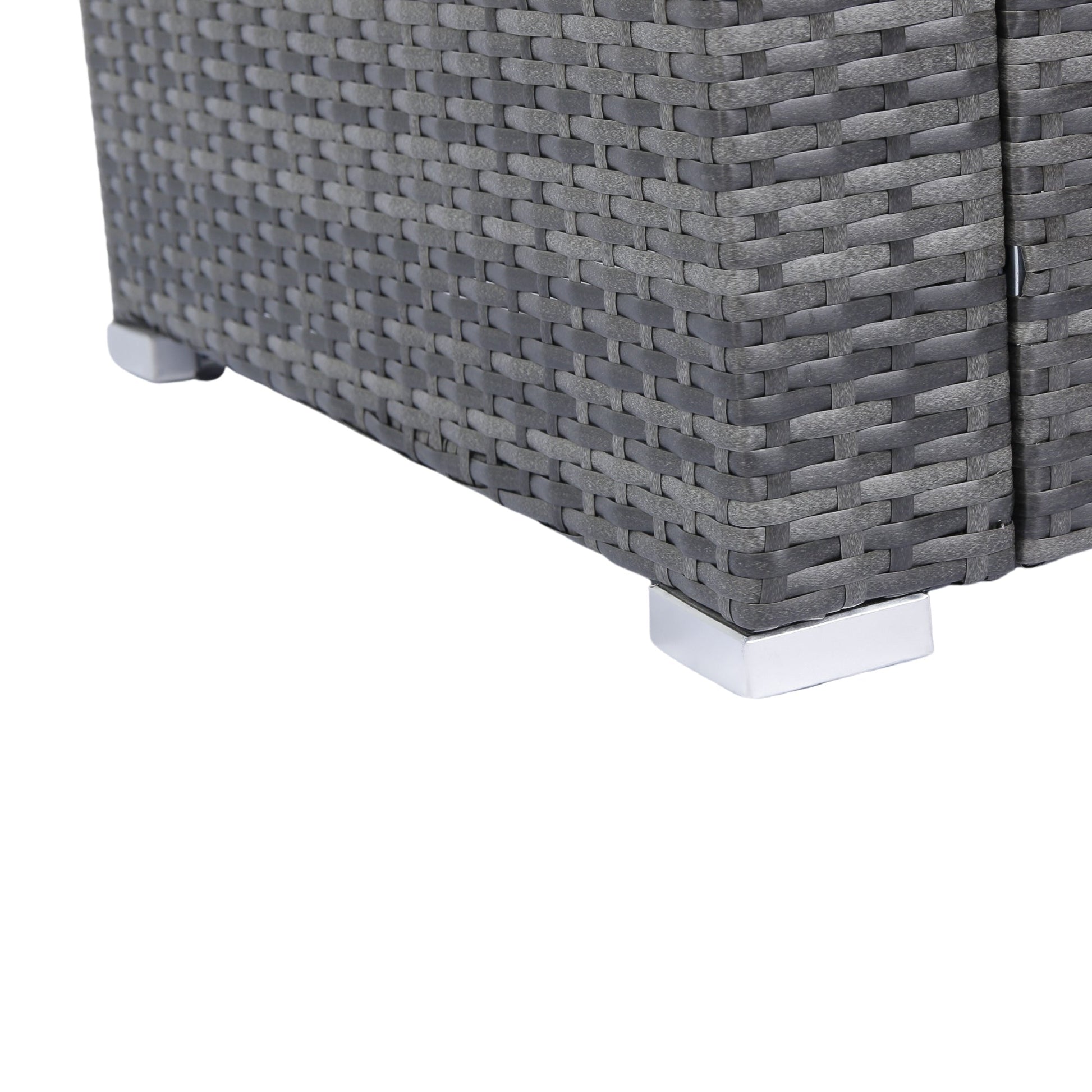 8 Piece Patio Sectional Wicker Rattan Outdoor Furniture Sofa Set with One Storage Box Under Seat and Cushion Box Grey wicker + Black Cushion + Clear Glass Top - 1st Choice Furniture Direct