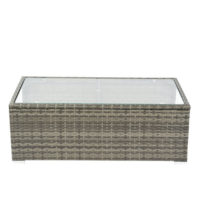 8 Piece Patio Sectional Wicker Rattan Outdoor Furniture Sofa Set with One Storage Box Under Seat and Cushion Box Grey wicker + Black Cushion + Clear Glass Top - 1st Choice Furniture Direct