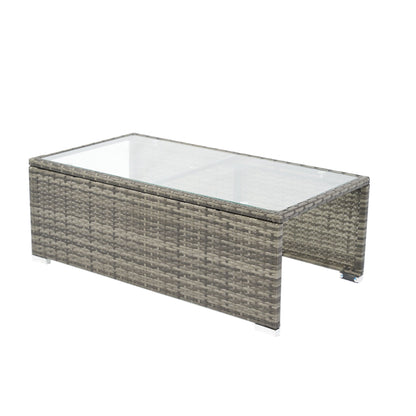 8 Piece Patio Sectional Wicker Rattan Outdoor Furniture Sofa Set with One Storage Box Under Seat and Cushion Box Grey wicker + Black Cushion + Clear Glass Top - 1st Choice Furniture Direct