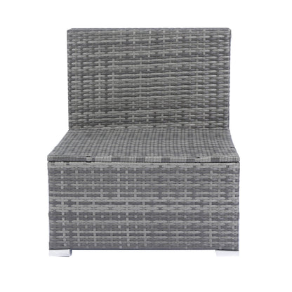 8 Piece Patio Sectional Wicker Rattan Outdoor Furniture Sofa Set with One Storage Box Under Seat and Cushion Box Grey wicker + Black Cushion + Clear Glass Top - 1st Choice Furniture Direct