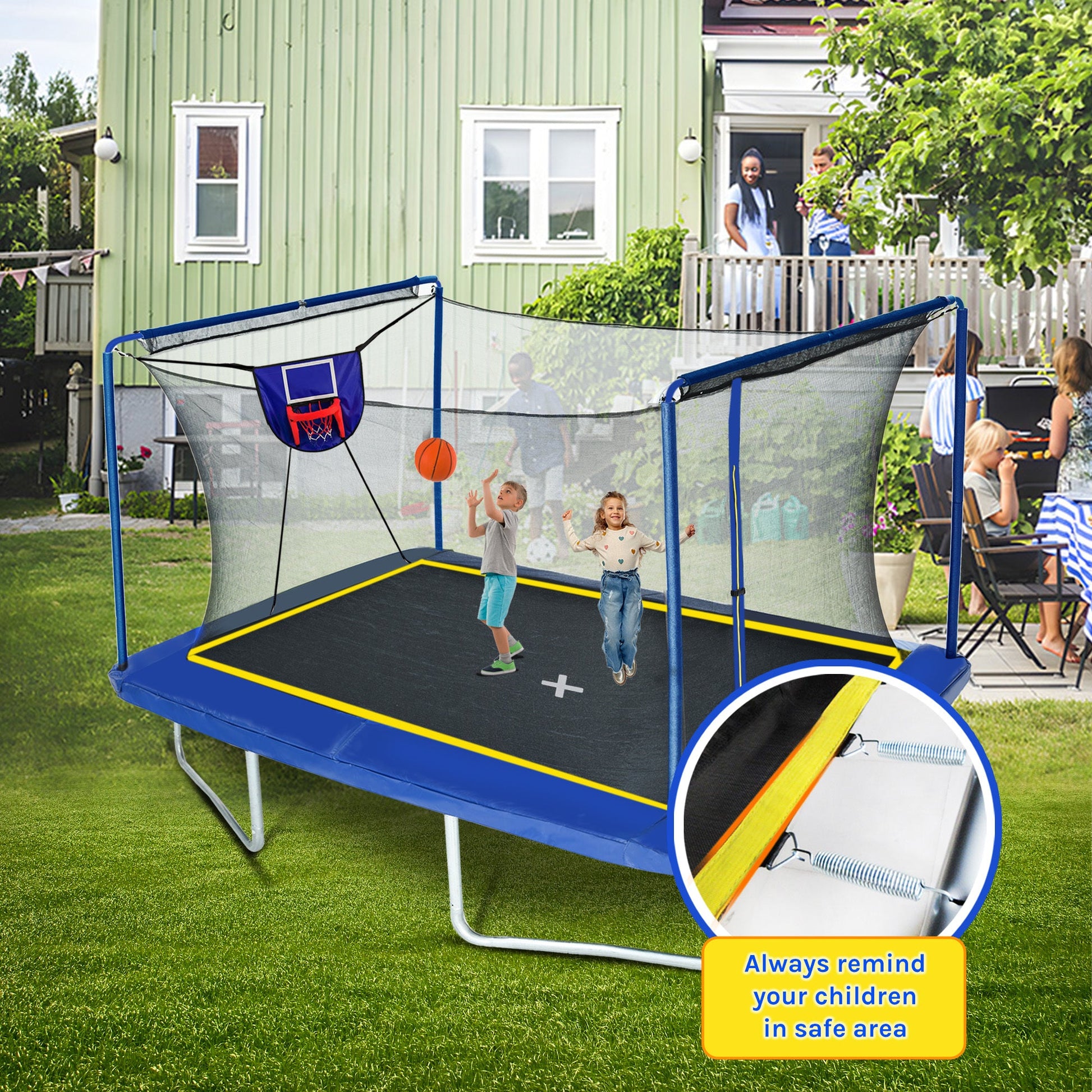 8 x 12 Rectangle Trampoline with Basketball Hoop and Ladder - 1st Choice Furniture Direct