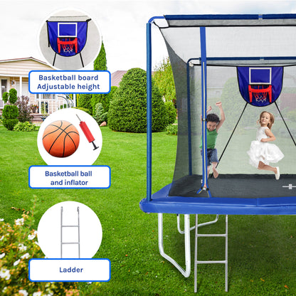 8 x 12 Rectangle Trampoline with Basketball Hoop and Ladder - 1st Choice Furniture Direct