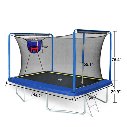 8 x 12 Rectangle Trampoline with Basketball Hoop and Ladder - 1st Choice Furniture Direct
