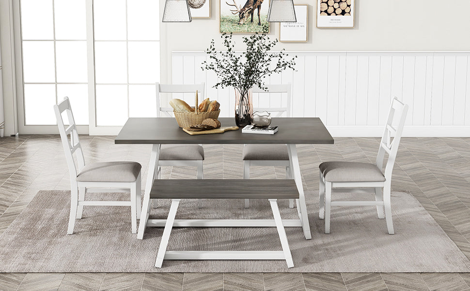 1st Choice Farmhouse dining set with Triangular backrest chairs