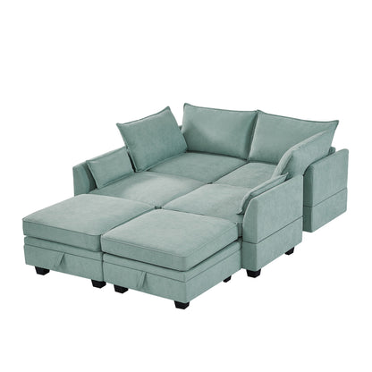 1st Choice Luxury Modern Large U-Shape Sectional Sofa in Light Green