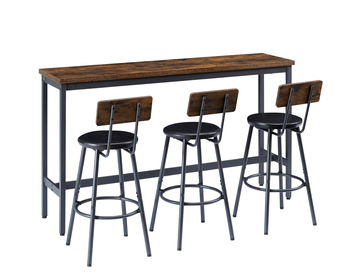 1st Choice Modern Long Bar Table Set w/ 3 PU Upholstered Bar Stools