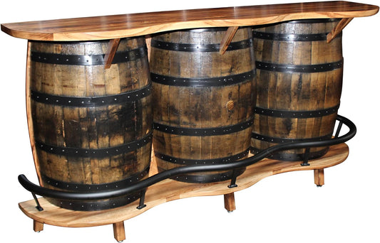 William Sheppee Amish Whiskey Barrel Triple Bar Unrivaled Craftsmanship - 1st Choice Furniture Direct