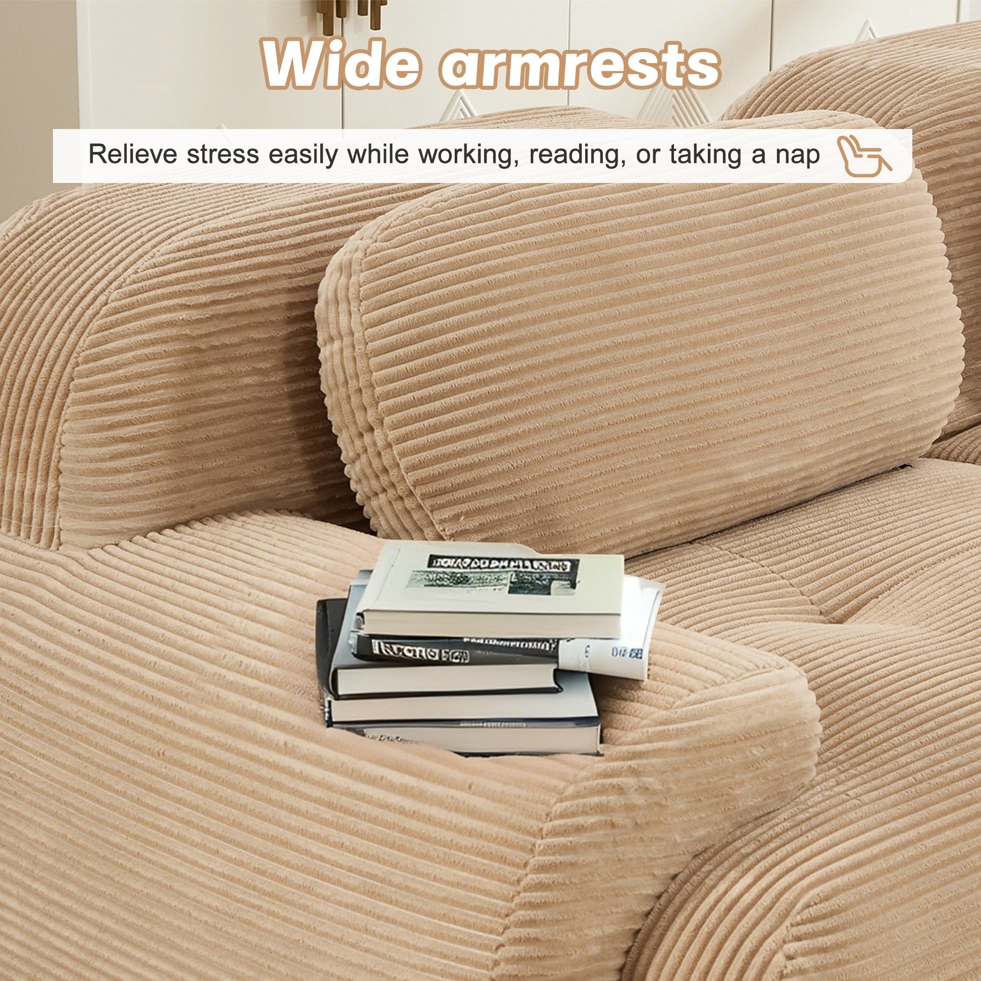 82'' 2 - seat sofa in luxuryCorduroy Fabric modular for free combo separation curved armrests ,anti - slip design high - resilience sponge fits living rooms bedrooms Audiovisual Room,Camel - 1st Choice Furniture Direct