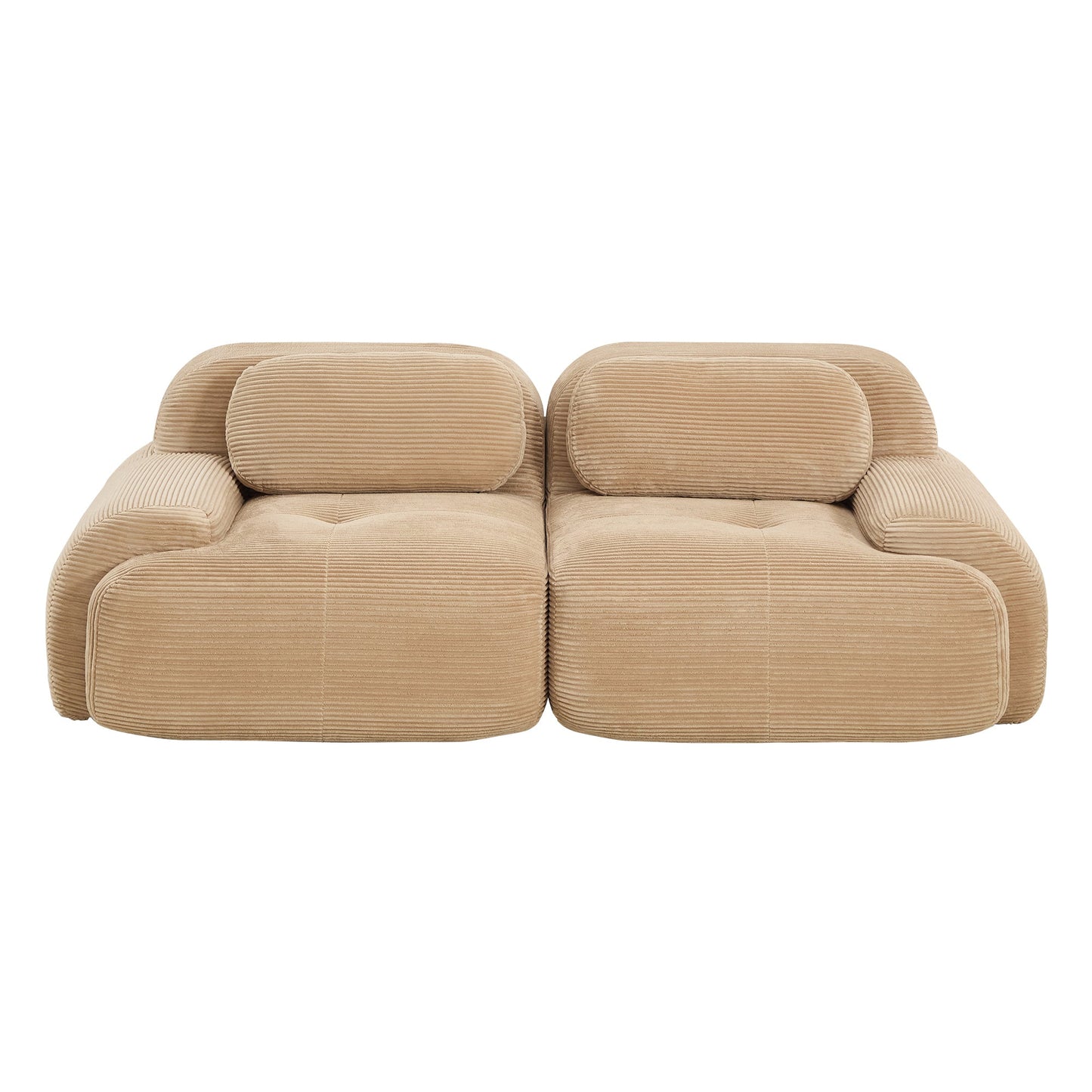 82'' 2 - seat sofa in luxuryCorduroy Fabric modular for free combo separation curved armrests ,anti - slip design high - resilience sponge fits living rooms bedrooms Audiovisual Room,Camel - 1st Choice Furniture Direct