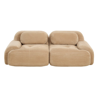 82'' 2 - seat sofa in luxuryCorduroy Fabric modular for free combo separation curved armrests ,anti - slip design high - resilience sponge fits living rooms bedrooms Audiovisual Room,Camel - 1st Choice Furniture Direct