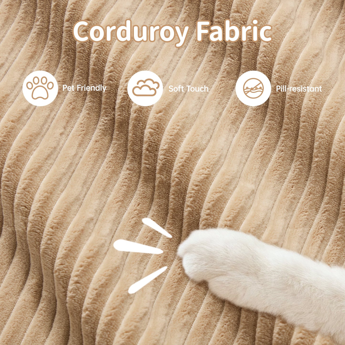 82'' 2 - seat sofa in luxuryCorduroy Fabric modular for free combo separation curved armrests ,anti - slip design high - resilience sponge fits living rooms bedrooms Audiovisual Room,Camel - 1st Choice Furniture Direct