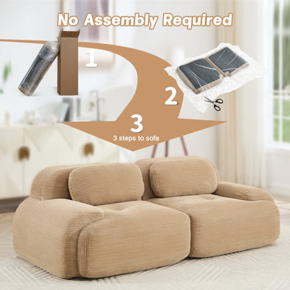82'' 2 - seat sofa in luxuryCorduroy Fabric modular for free combo separation curved armrests ,anti - slip design high - resilience sponge fits living rooms bedrooms Audiovisual Room,Camel - 1st Choice Furniture Direct