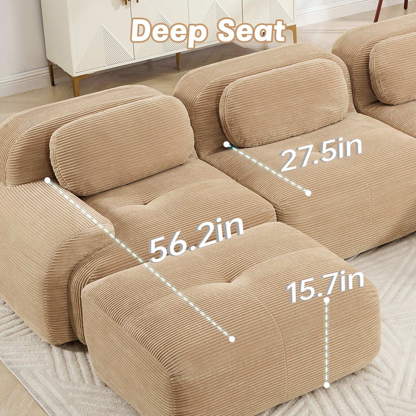82'' 2 - seat sofa in luxuryCorduroy Fabric modular for free combo separation curved armrests ,anti - slip design high - resilience sponge fits living rooms bedrooms Audiovisual Room,Camel - 1st Choice Furniture Direct