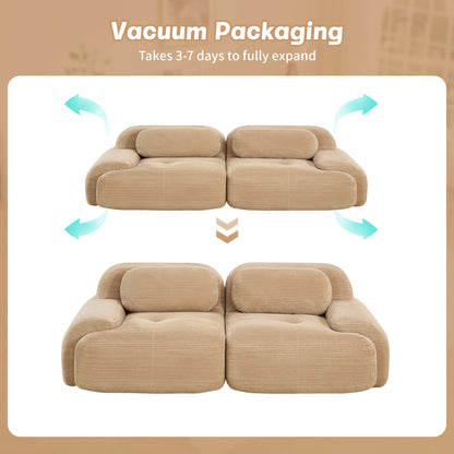 82'' 2 - seat sofa in luxuryCorduroy Fabric modular for free combo separation curved armrests ,anti - slip design high - resilience sponge fits living rooms bedrooms Audiovisual Room,Camel - 1st Choice Furniture Direct