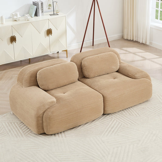 82'' 2 - seat sofa in luxuryCorduroy Fabric modular for free combo separation curved armrests ,anti - slip design high - resilience sponge fits living rooms bedrooms Audiovisual Room,Camel - 1st Choice Furniture Direct