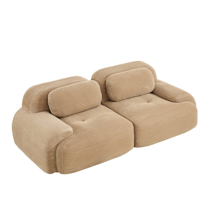 82'' 2 - seat sofa in luxuryCorduroy Fabric modular for free combo separation curved armrests ,anti - slip design high - resilience sponge fits living rooms bedrooms Audiovisual Room,Camel - 1st Choice Furniture Direct